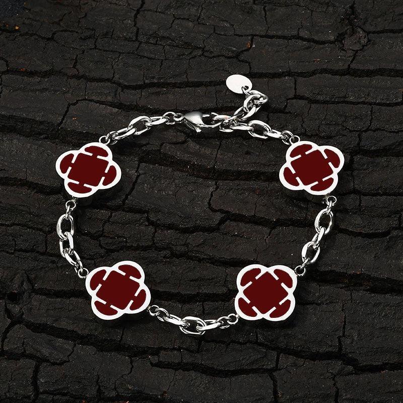 Stainless Steel Clover O-Chain Bracelet Non-Tarnish Gold Clover Link - CaratixJewelry